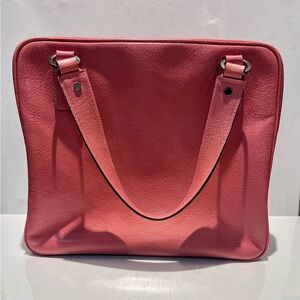 Vintage Kate Spade Pink Leather Handbag with Striped Lining